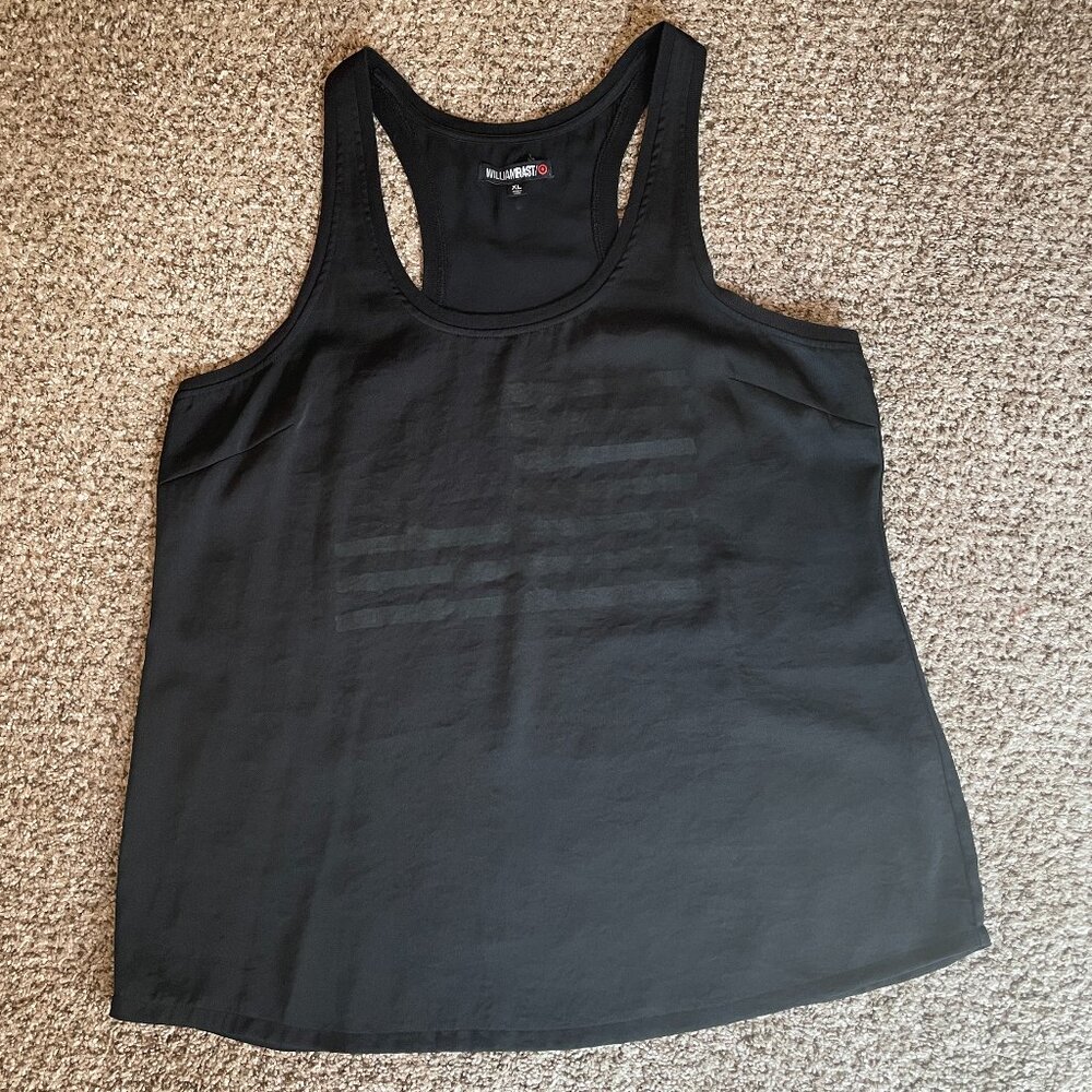 Vintage Size XL William Rast for Target black racerback tank with flag motif